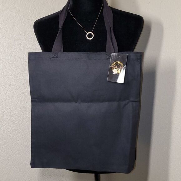 Black Canvas Puppy Dog Tote Bag - Picture 4 of 9